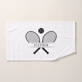 Tennis-racks en naampoorten handdoek