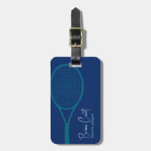 Tennis Racquet - Aangepast blauw Bagagelabel (Voorkant verticaal)
