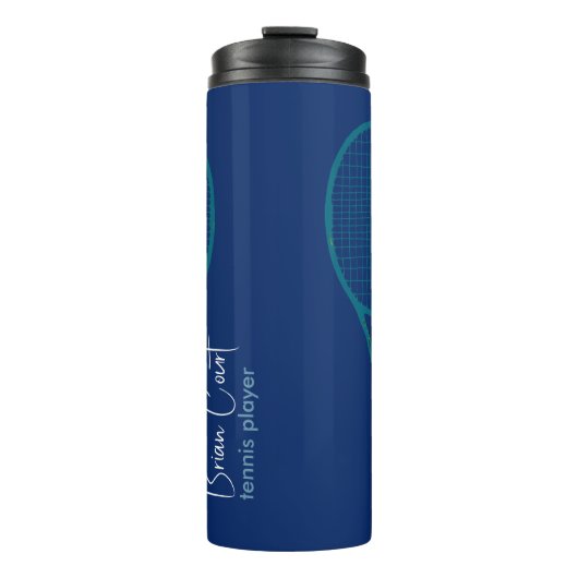 Tennis Racquet - Aangepast blauw Thermosbeker (Voorkant)