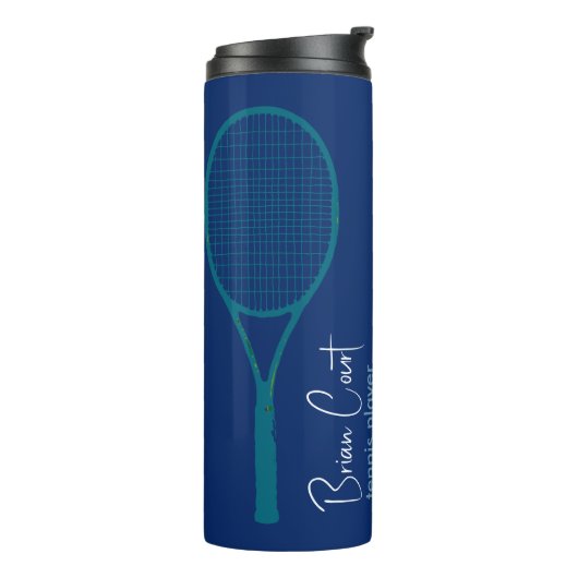 Tennis Racquet - Aangepast blauw Thermosbeker (Gedraaid links)
