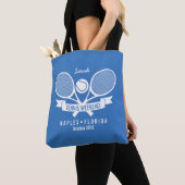 Tennis Racquet Ball - Aangepast, aangepast blauw L Tote Bag (Dichtbij)