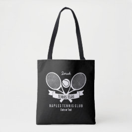 Tennis Racquet Ball - Aangepaste zwarte Logo Tote Bag
