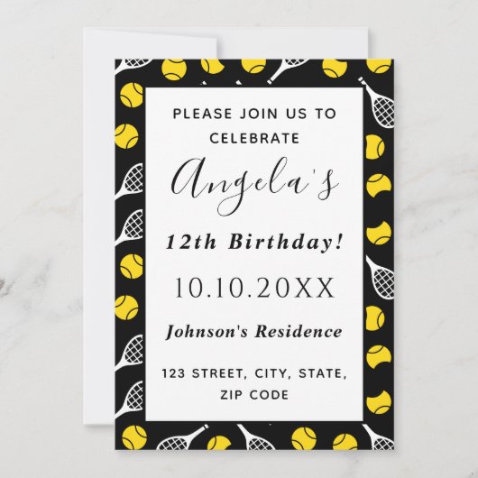 Tennis Racquet Ball Pattern Kinderen Birthday Kaart (Voorkant)