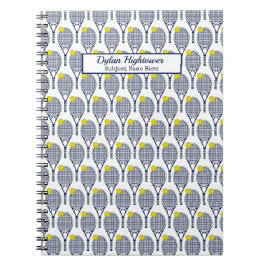 Tennis Racquet | Ball Pattern White Name | Onderwe Notitieboek