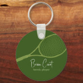 Tennis Racquet Custom Green Sport Sleutelhanger (Voorkant)