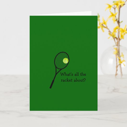Tennis Racquet en Ball op groene verjaardagskaart Kaart (Gele Bloem)