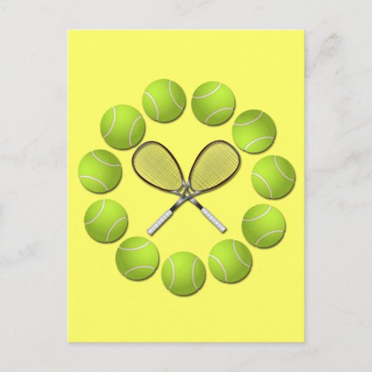 TENNIS RACQUET EN BALLEN BRIEFKAART (Voorkant)