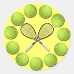TENNIS RACQUET EN BALLEN RONDE STICKER