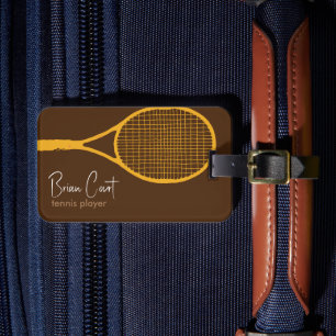 Tennis Racquet, gepersonaliseerd bruin Bagagelabel