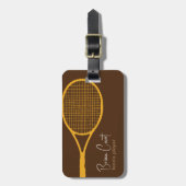 Tennis Racquet, gepersonaliseerd bruin Bagagelabel (Voorkant verticaal)