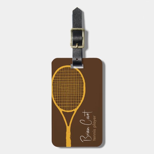 Tennis Racquet, gepersonaliseerd bruin Bagagelabel (Voorkant verticaal)