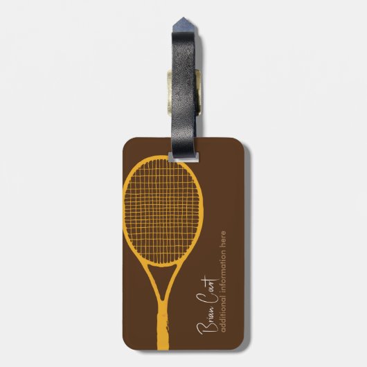 Tennis Racquet, gepersonaliseerd bruin Bagagelabel (Achterkant verticaal)
