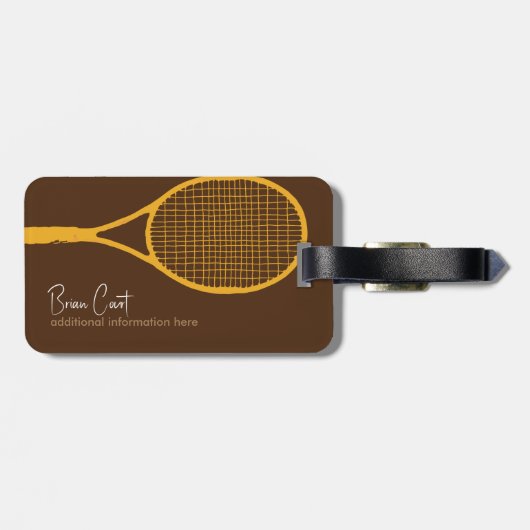 Tennis Racquet, gepersonaliseerd bruin Bagagelabel (Achterkant horizontaal)