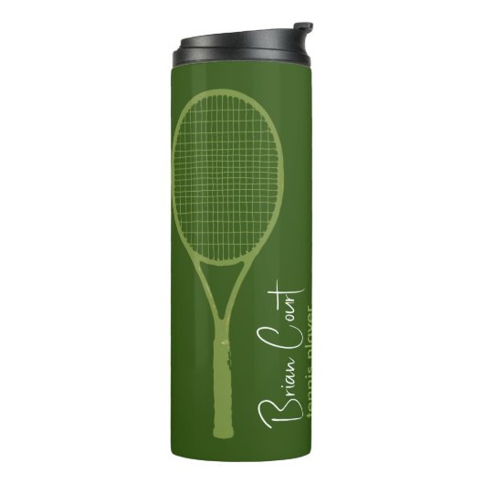 Tennis Racquet - Gepersonaliseerd groen Thermosbeker (Gedraaid links)