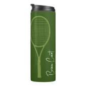 Tennis Racquet - Gepersonaliseerd groen Thermosbeker (Geroteerd rechts)