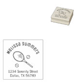 Tennis Racquet Racket en het Adres van de KogelsAr Rubberstempel (Gestempeld)