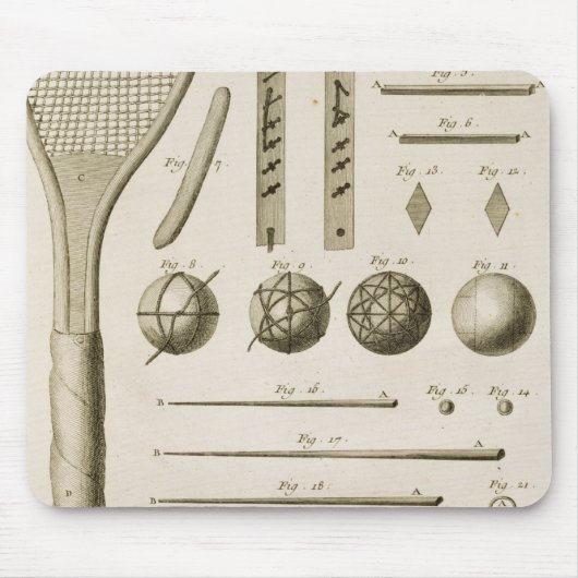 Tennis Racquets en Billiard Cues van de "Encyc" Muismat (Voorkant)