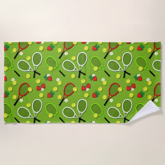 Tennis Racquets en Tennis Balls Sports Patterted Strandlaken (Voorkant)