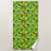 Tennis Racquets en Tennis Balls Sports Patterted Strandlaken (Voorkant)