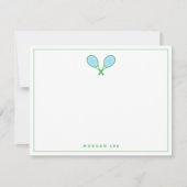 Tennis Racquets Green Blue Custom Name Note Card (Voorkant)