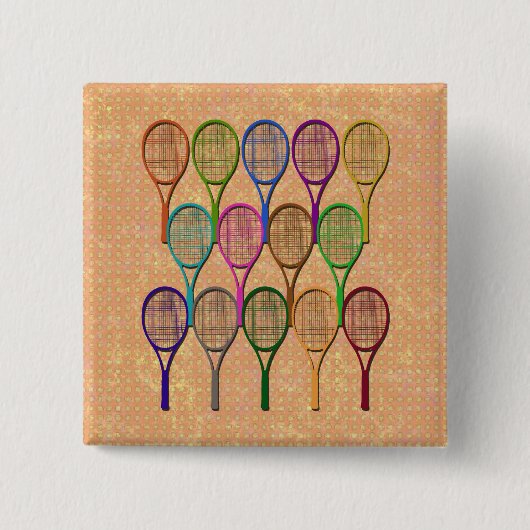 TENNIS RACQUETS IN KLEURENButton Vierkante Button 5,1 Cm (Voorkant)