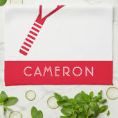 Tennis Red Persoonlijke naam of monogram Theedoek (Gevouwen)