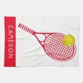 Tennis Red Persoonlijke naam of monogram Theedoek (Horizontaal)