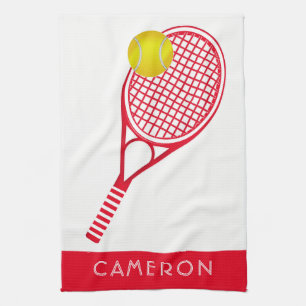 Tennis Red Persoonlijke naam of monogram Theedoek