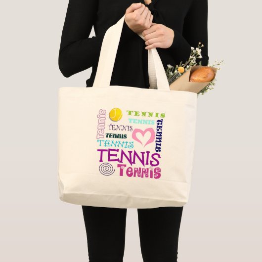 Tennis Repeteren Grote Tote Bag (Voorkant (product))