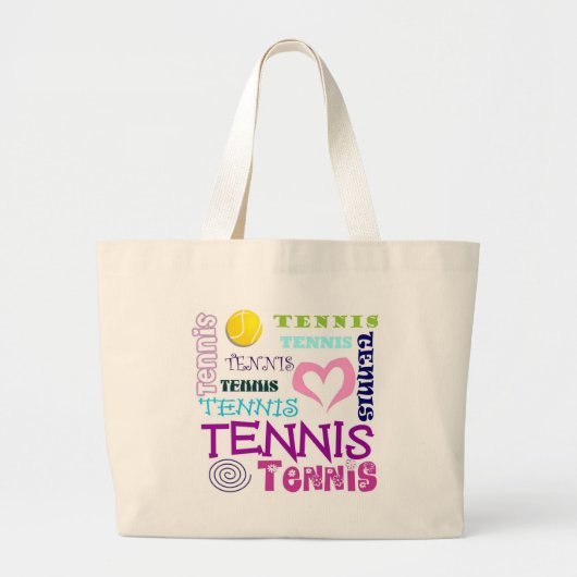 Tennis Repeteren Grote Tote Bag (Voorkant)