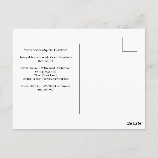 Tennis Retirement Briefkaart (Achterkant)