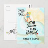 Tennis Retirement Party Save the Date Briefkaart (Voorkant / Achterkant)