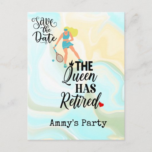 Tennis Retirement Party Save the Date Briefkaart (Voorkant)