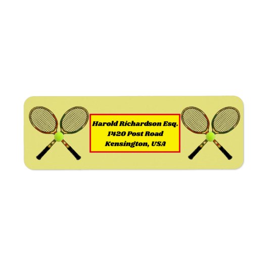 Tennis Return-adreslabel Etiket (Voorkant)