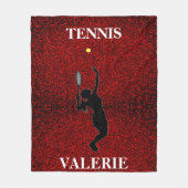 Tennis Rode Faux Sparkle Fleece Deken w / Naam (Voorkant)