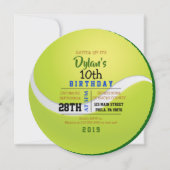 TENNIS RONDE Uitnodiging voor verjaardagsfeestje (Voorkant)