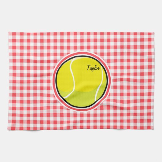 Tennis; rood en wit Gingham Theedoek (Horizontaal)
