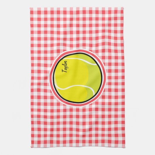 Tennis; rood en wit Gingham Theedoek (Verticaal)