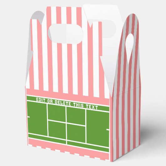 Tennis Roze-gestreepte Favor Box Bedankdoosjes (Geopend)