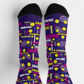 Tennis roze paarse wit geel naampatroon sokken (Top)