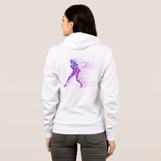 Tennis Roze Pixels Gepersonaliseerde naam Hoodie (Achterkant volledig)