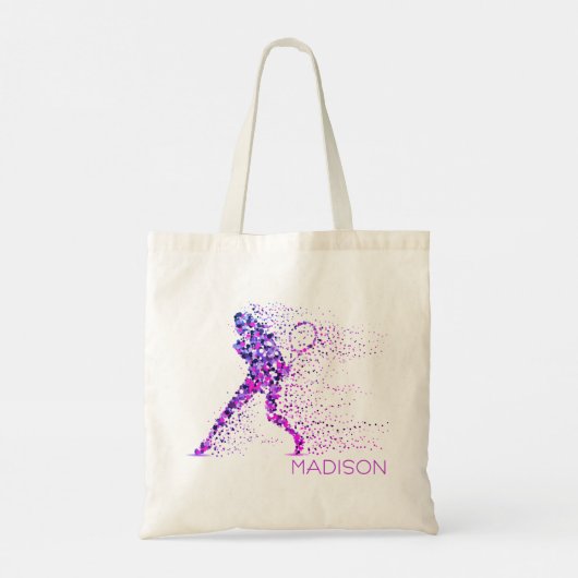 Tennis Roze Pixels Gepersonaliseerde naam Tote Bag (Achterkant)