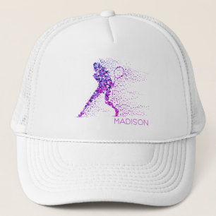 Tennis Roze Pixels Gepersonaliseerde naam Trucker Pet