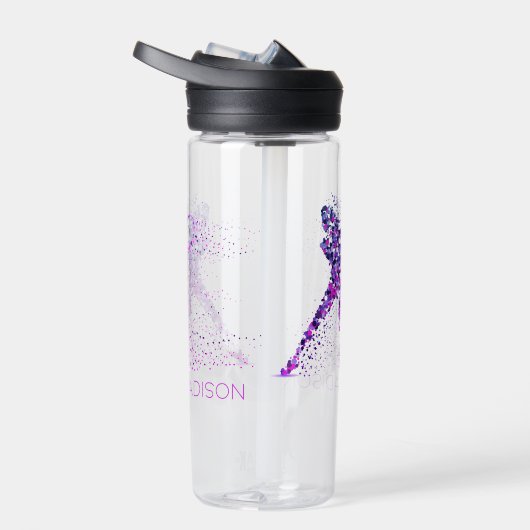 Tennis Roze Pixels Gepersonaliseerde naam Waterfles (Rechts)
