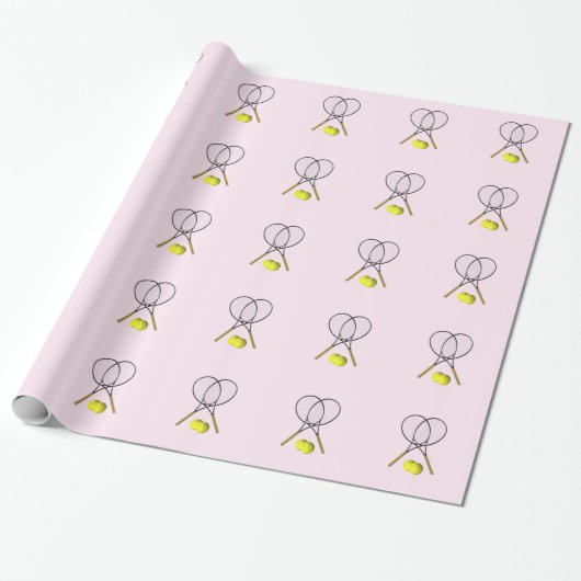 Tennis Roze Sport Cadeaupapier (Uitgerold)