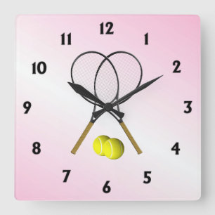 Tennis Roze Sport Vierkante Klok
