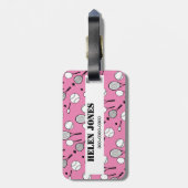 Tennis roze zwart bagagelabel (Achterkant verticaal)