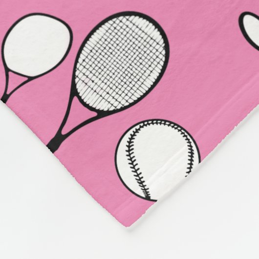 Tennis roze zwart wit fleece deken (Hoek)