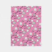 Tennis roze zwart wit fleece deken (Voorkant)