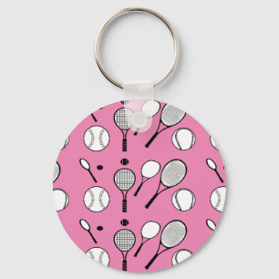 Tennis roze zwart wit sleutelhanger